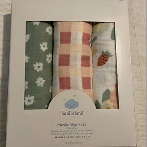 Muslin Swaddle Baby Blanket - Floral Gingham - 3pk - Cloud Island